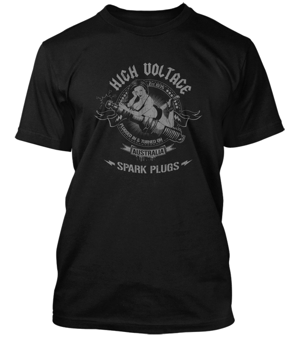 AC/DC inspired HIGH VOLTAGE Spark Plugs T-Shirt