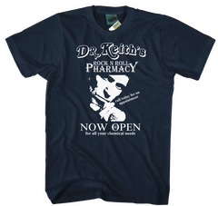 Keith Richards inspired Dr Keith's Rock N' Roll Pharmacy T-Shirt